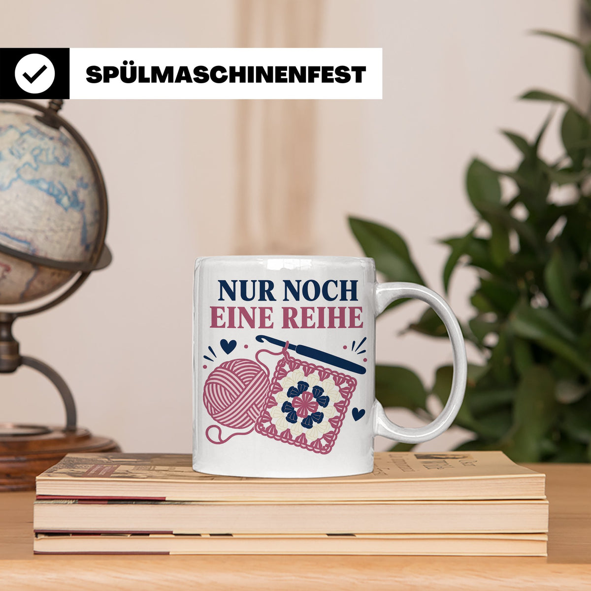 Häkeln Tasse Nur noch eine Reihe - Lustiges Geschenk für Häk – Weiß [farbe:weiß]