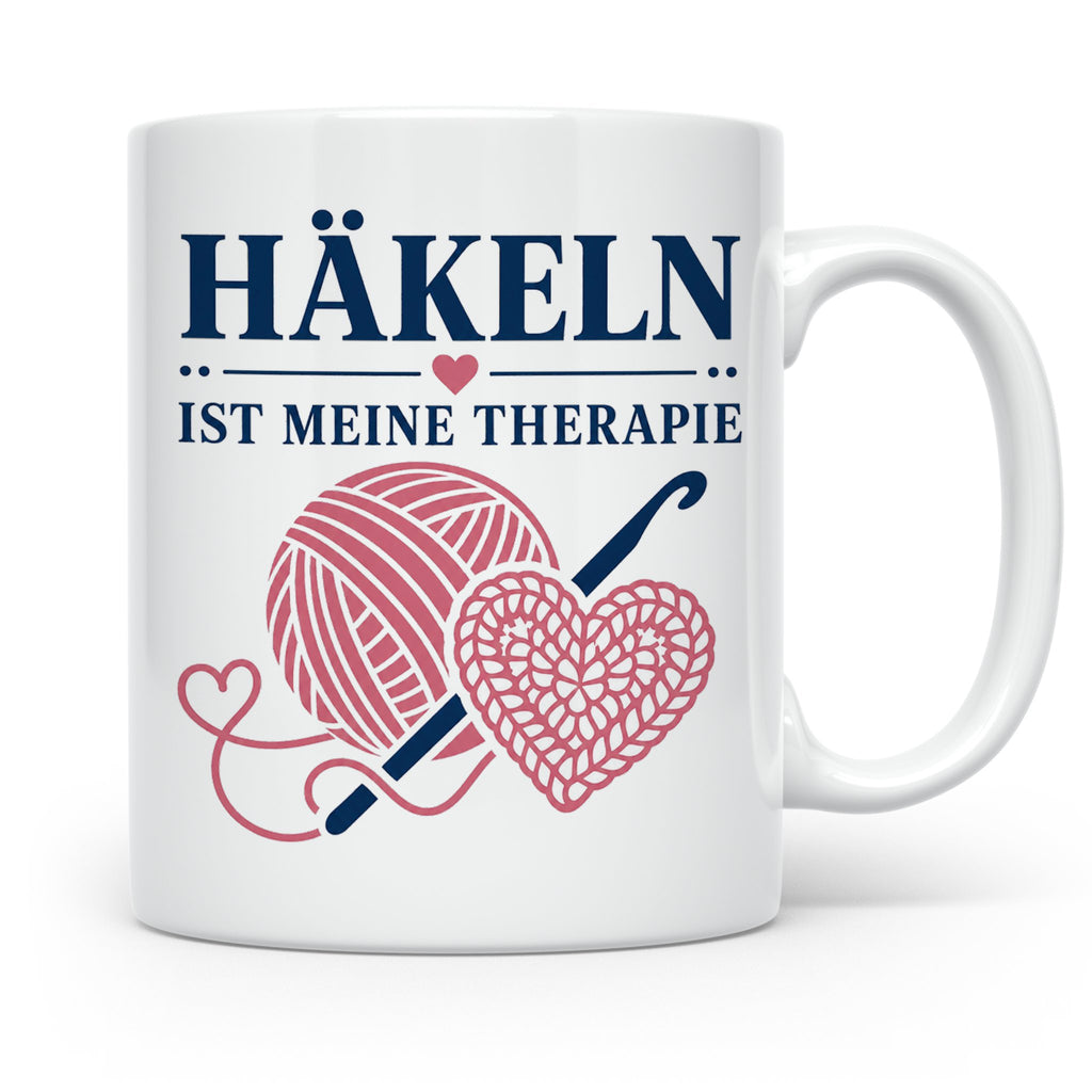 Häkeln Tasse Häkeln ist meine Therapie - Geschenk für Häkel  – Weiß [farbe:weiß]