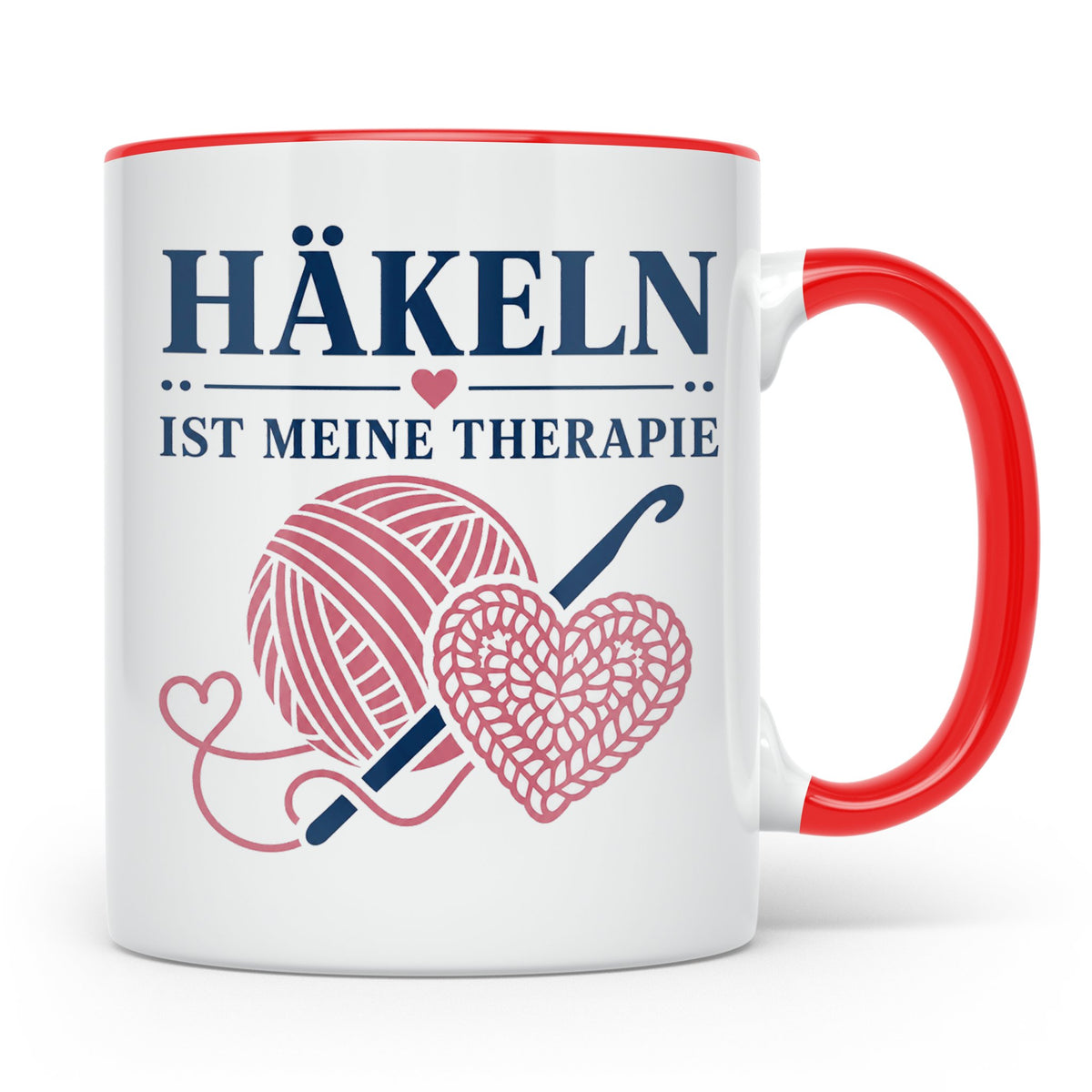 Häkeln Tasse Häkeln ist meine Therapie - Geschenk für Häkel  – Rot [farbe:rot]