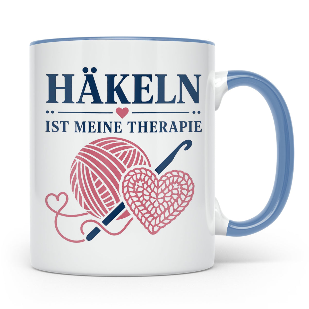 Häkeln Tasse Häkeln ist meine Therapie - Geschenk für Häkel  – Blau [farbe:blau]