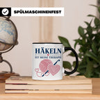 Häkeln Tasse Häkeln ist meine Therapie - Geschenk für Häkel  – Schwarz [farbe:schwarz]