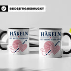 Häkeln Tasse Häkeln ist meine Therapie - Geschenk für Häkel  – Schwarz [farbe:schwarz]