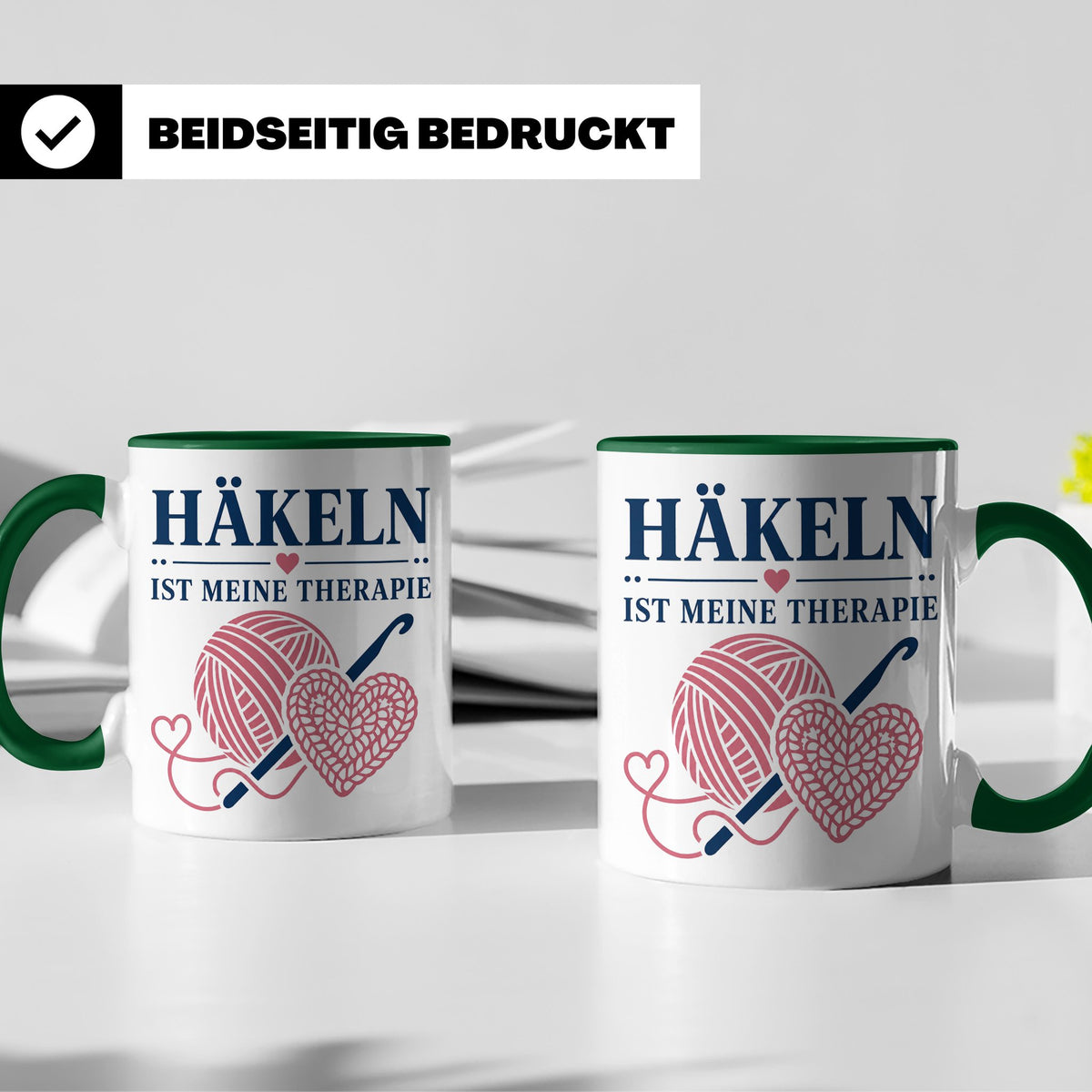 Häkeln Tasse Häkeln ist meine Therapie - Geschenk für Häkel  – Grün [farbe:grün]