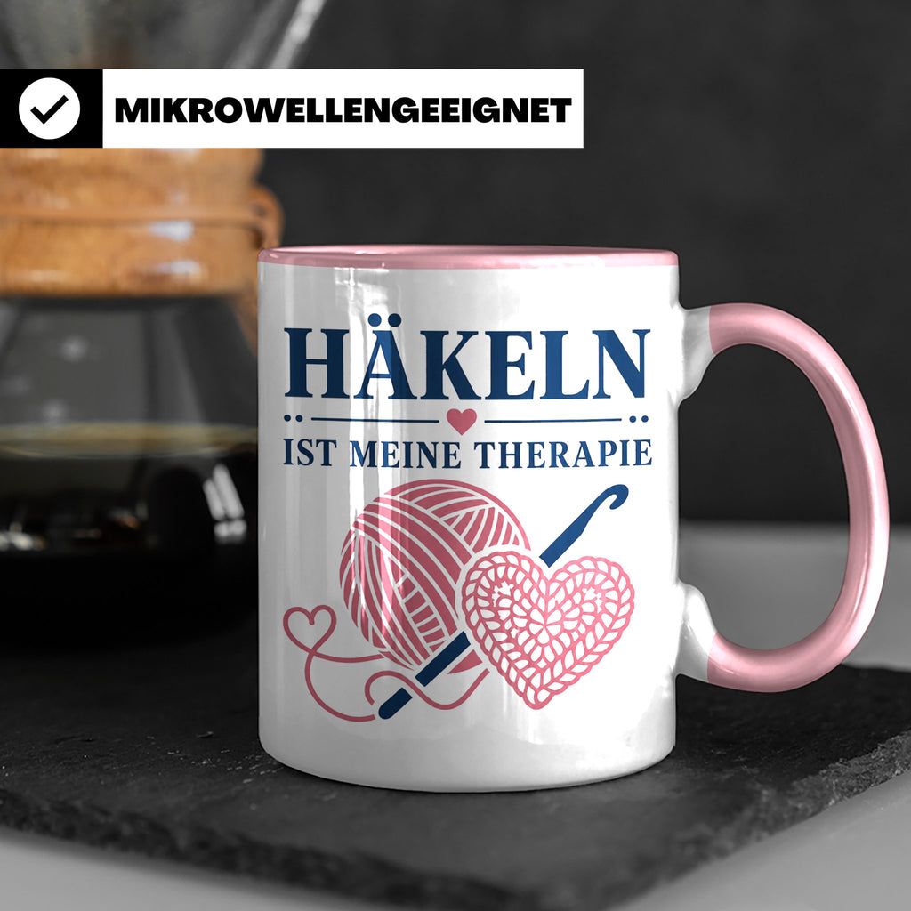 Häkeln Tasse Häkeln ist meine Therapie - Geschenk für Häkel  – Rosa [farbe:rosa]