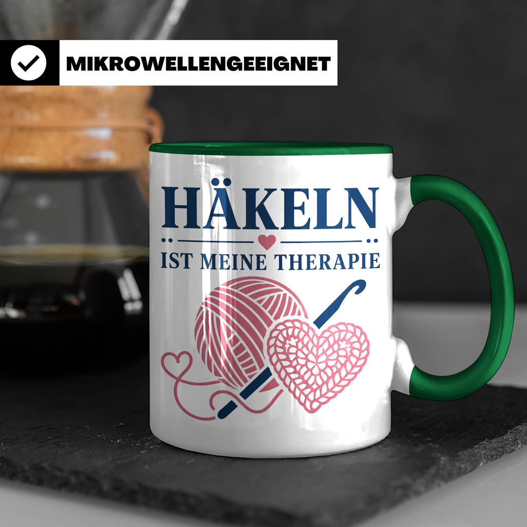 Häkeln Tasse Häkeln ist meine Therapie - Geschenk für Häkel  – Grün [farbe:grün]