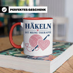 Häkeln Tasse Häkeln ist meine Therapie - Geschenk für Häkel  – Rot [farbe:rot]