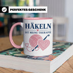Häkeln Tasse Häkeln ist meine Therapie - Geschenk für Häkel  – Rosa [farbe:rosa]