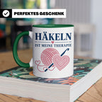Häkeln Tasse Häkeln ist meine Therapie - Geschenk für Häkel  – Grün [farbe:grün]