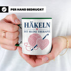 Häkeln Tasse Häkeln ist meine Therapie - Geschenk für Häkel  – Grün [farbe:grün]