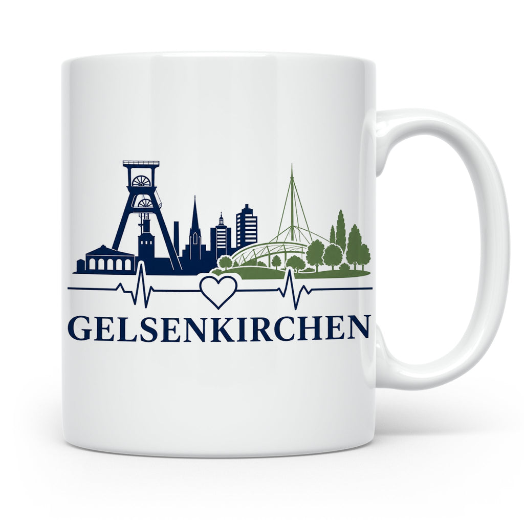Gelsenkirchen Tasse Skyline Herzschlag - Geschenk für Gelsen – Weiß [farbe:weiß]