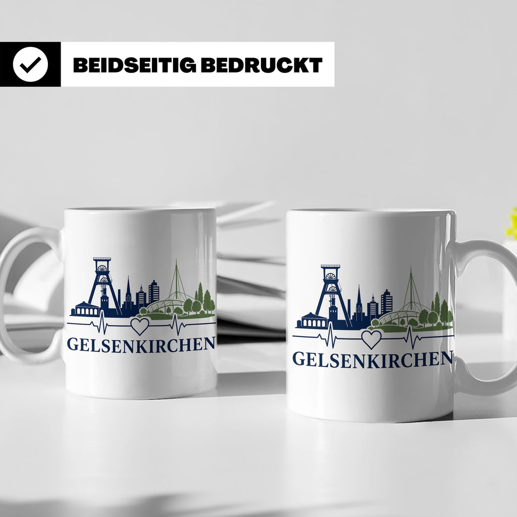Gelsenkirchen Tasse Skyline Herzschlag - Geschenk für Gelsen – Weiß [farbe:weiß]