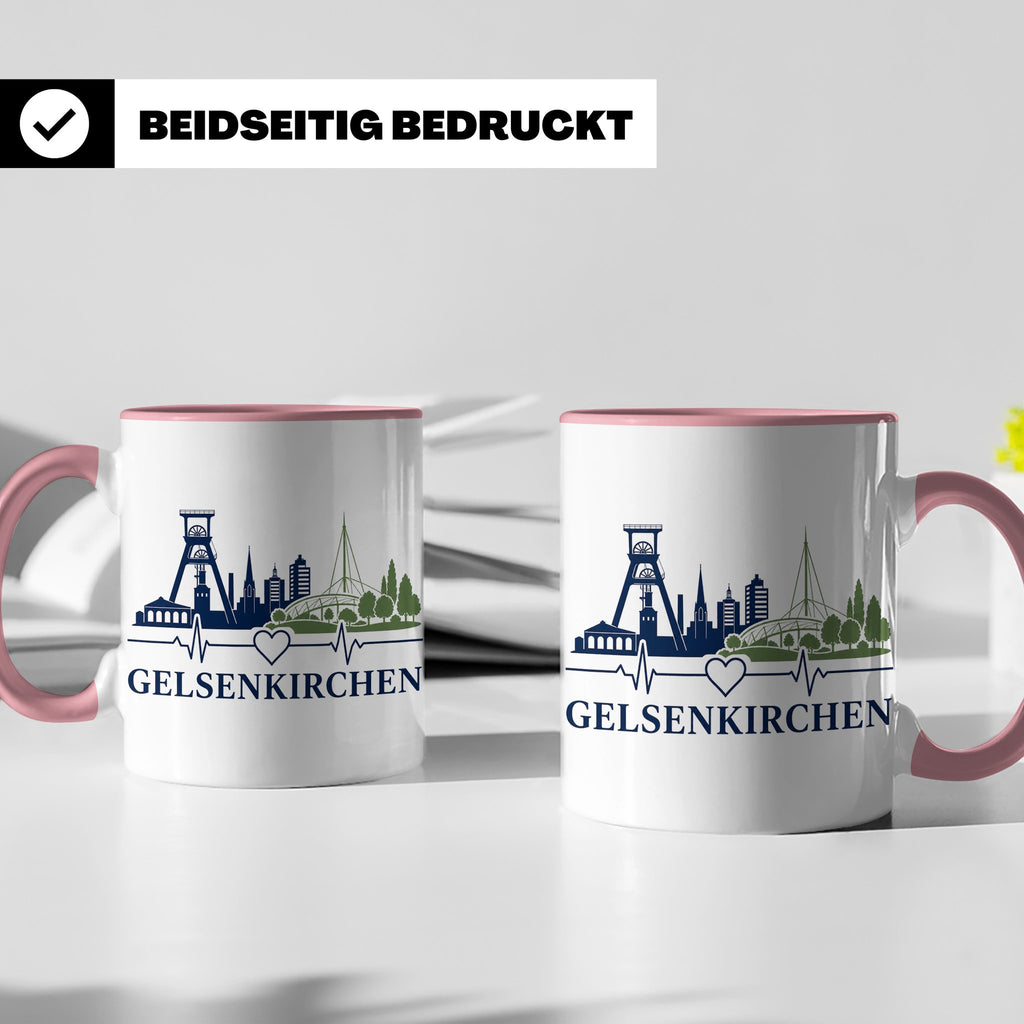 Gelsenkirchen Tasse Skyline Herzschlag - Geschenk für Gelsen – Rosa [farbe:rosa]