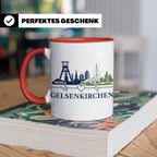Gelsenkirchen Tasse Skyline Herzschlag - Geschenk für Gelsen – Rot [farbe:rot]