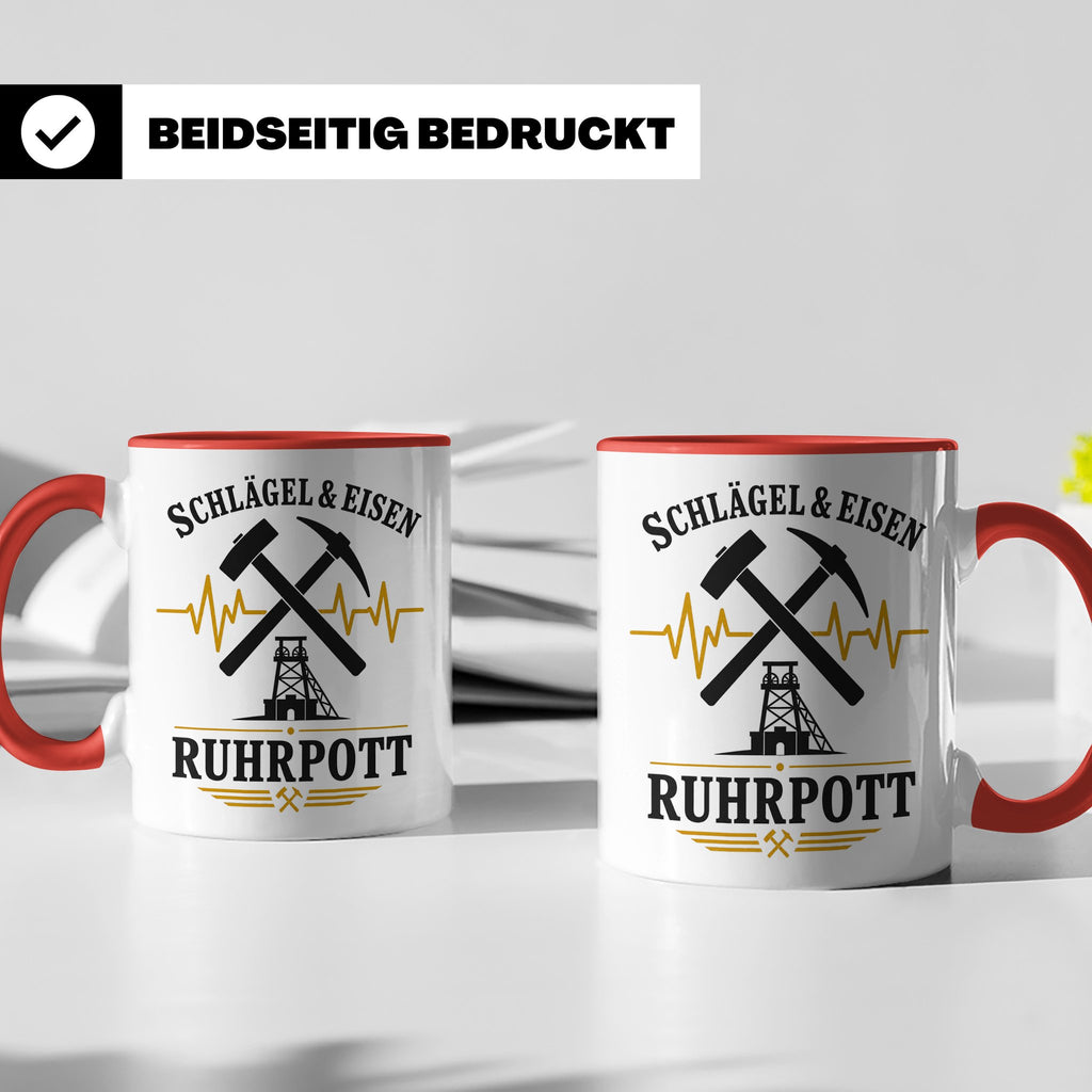 Ruhrpott Tasse Schlägel und Eisen - Bergbau Geschenk für Ruh – Rot [farbe:rot]