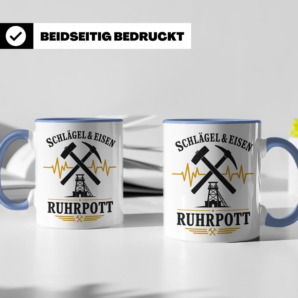 Ruhrpott Tasse Schlägel und Eisen - Bergbau Geschenk für Ruh – Blau [farbe:blau]