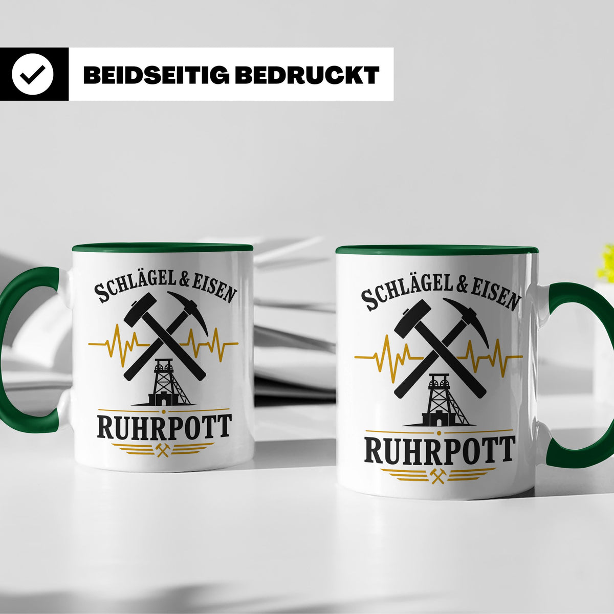 Ruhrpott Tasse Schlägel und Eisen - Bergbau Geschenk für Ruh – Grün [farbe:grün]