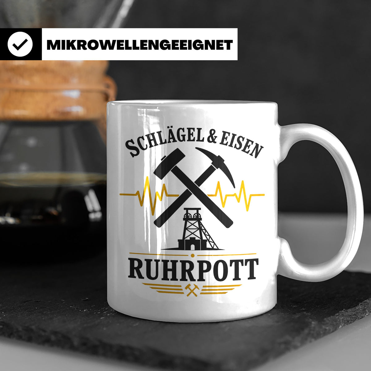 Ruhrpott Tasse Schlägel und Eisen - Bergbau Geschenk für Ruh – Weiß [farbe:weiß]