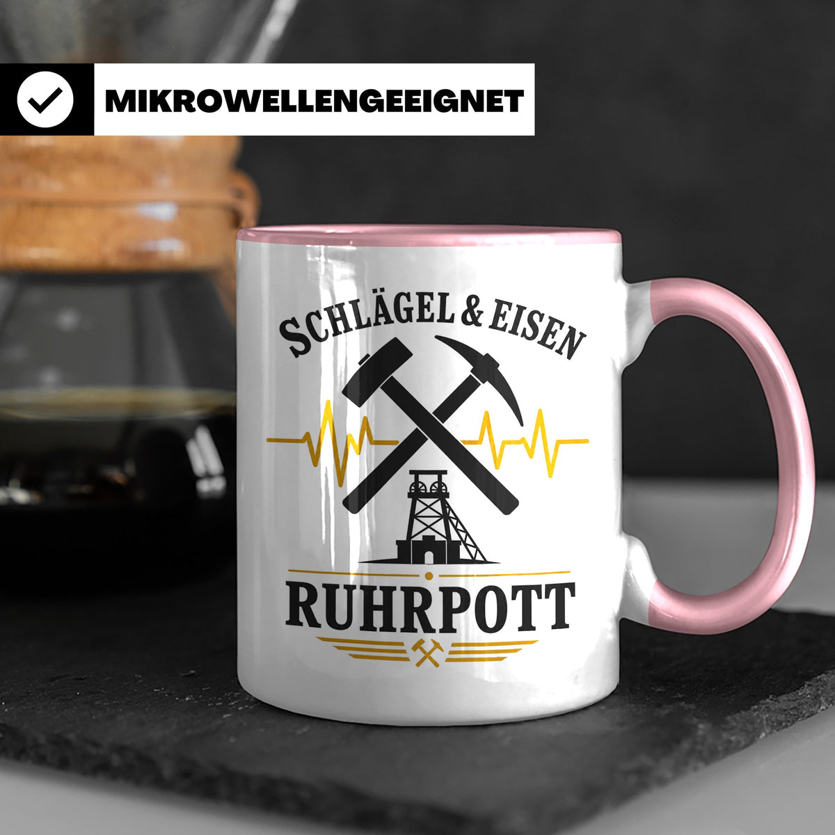 Ruhrpott Tasse Schlägel und Eisen - Bergbau Geschenk für Ruh – Rosa [farbe:rosa]