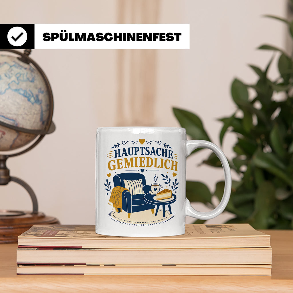 Sachsen Tasse Hauptsache gemiedlich - Sächsisch Dialekt Gesc – Weiß [farbe:weiß]