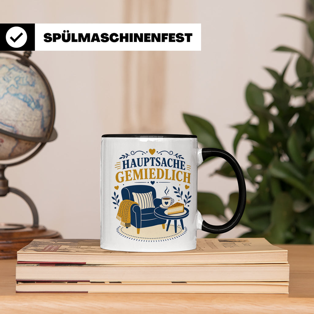 Sachsen Tasse Hauptsache gemiedlich - Sächsisch Dialekt Gesc – Schwarz [farbe:schwarz]