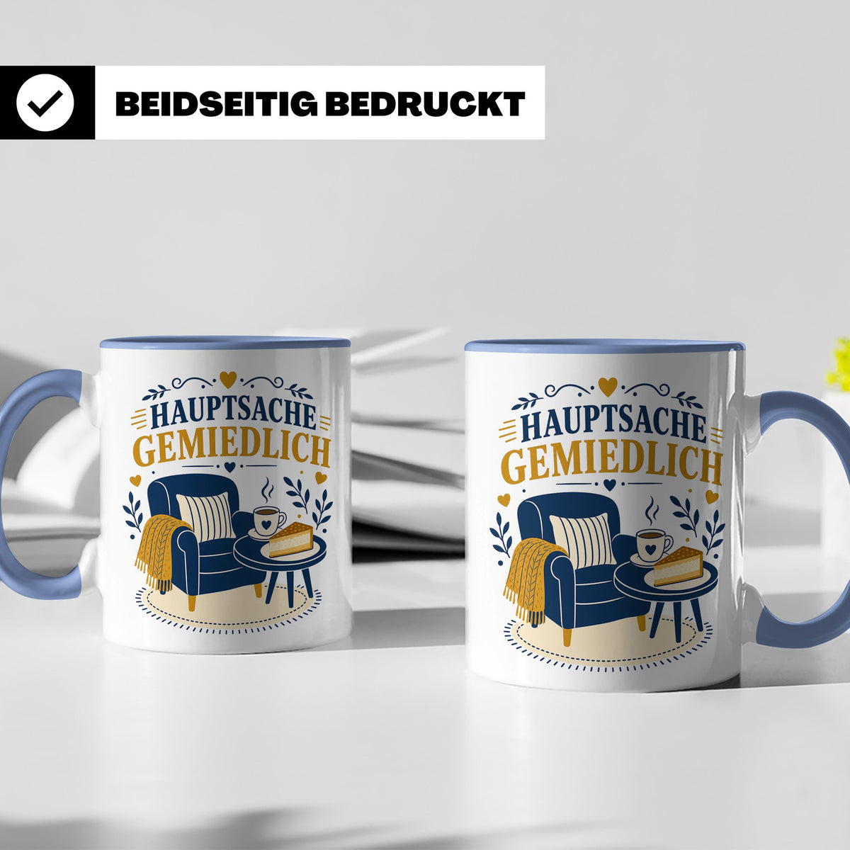 Sachsen Tasse Hauptsache gemiedlich - Sächsisch Dialekt Gesc – Blau [farbe:blau]