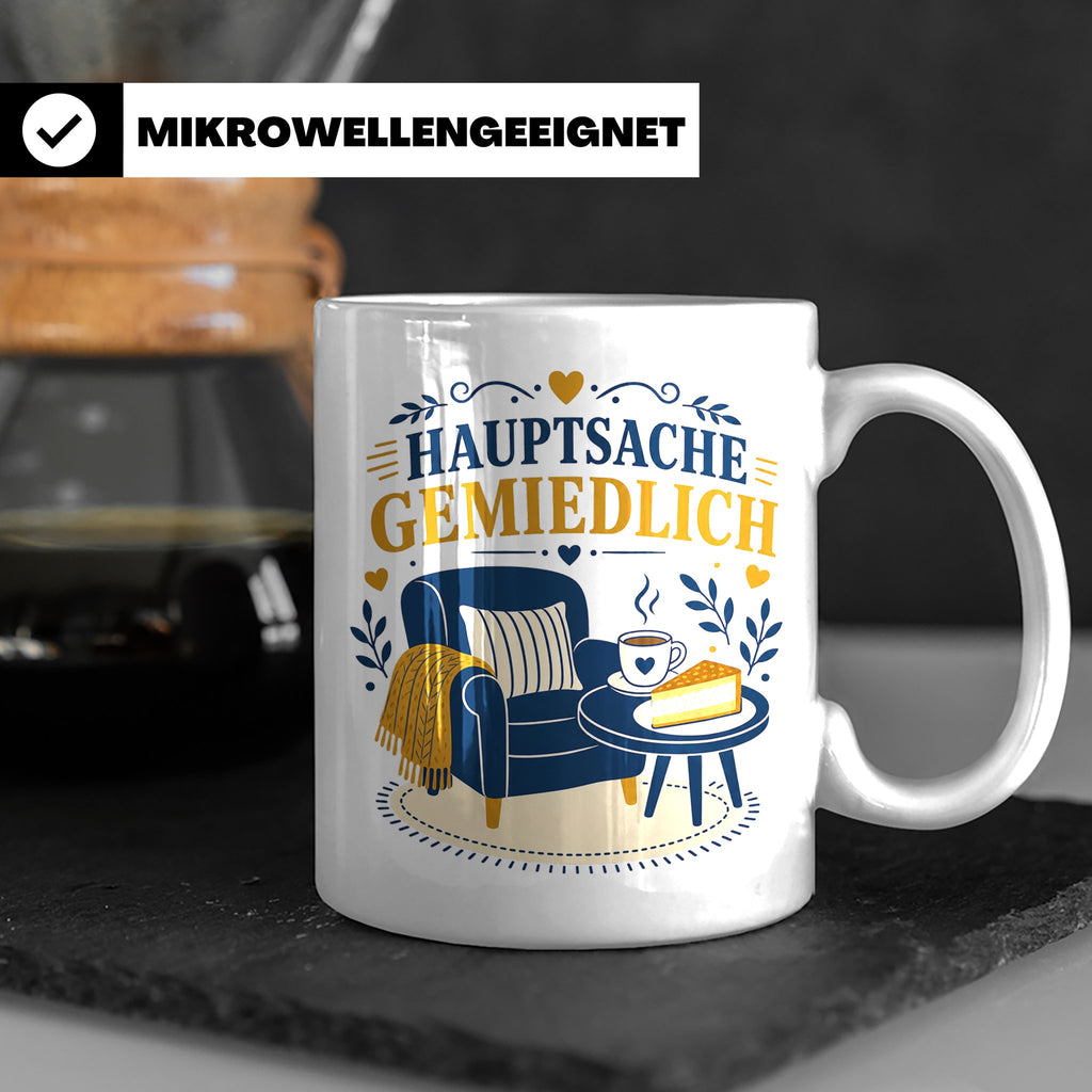 Sachsen Tasse Hauptsache gemiedlich - Sächsisch Dialekt Gesc – Weiß [farbe:weiß]