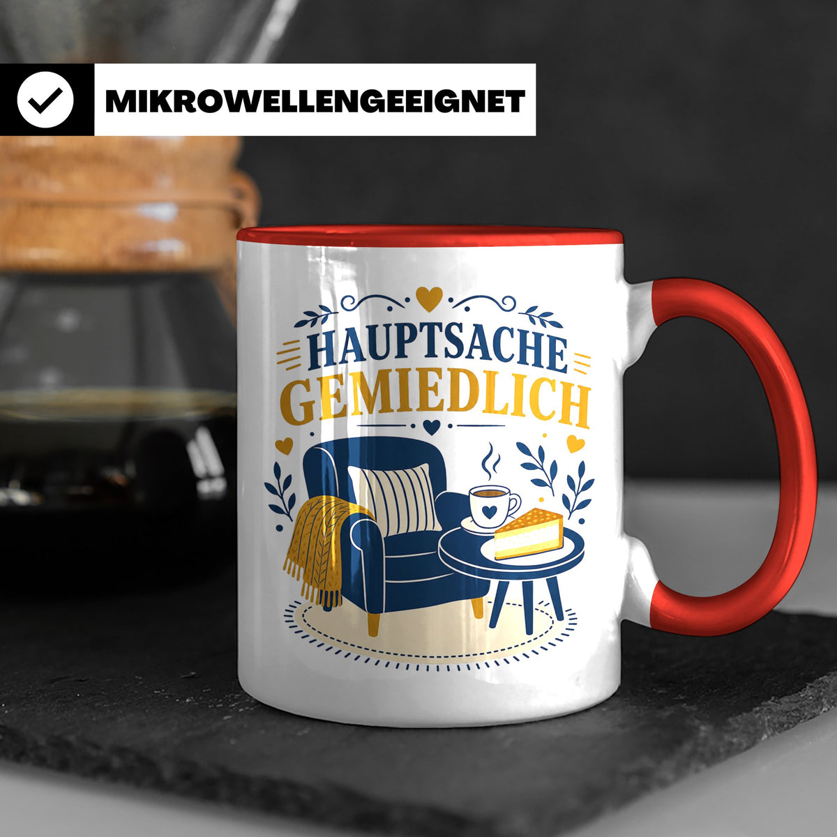 Sachsen Tasse Hauptsache gemiedlich - Sächsisch Dialekt Gesc – Rot [farbe:rot]