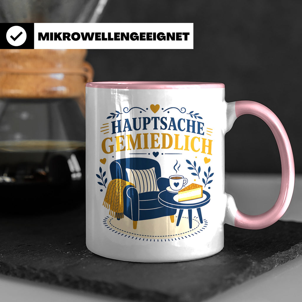 Sachsen Tasse Hauptsache gemiedlich - Sächsisch Dialekt Gesc – Rosa [farbe:rosa]
