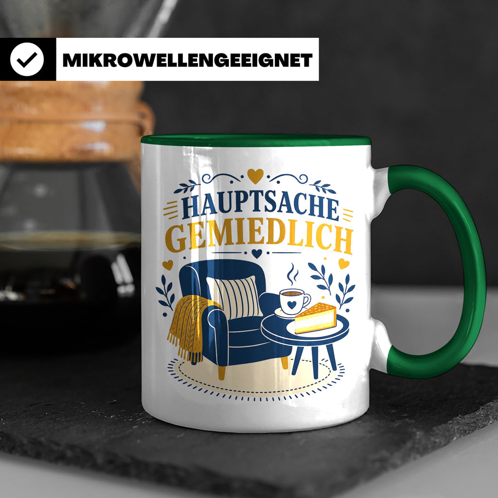 Sachsen Tasse Hauptsache gemiedlich - Sächsisch Dialekt Gesc – Grün [farbe:grün]