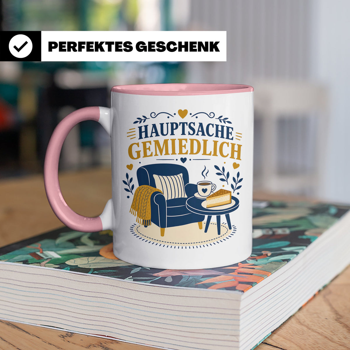 Sachsen Tasse Hauptsache gemiedlich - Sächsisch Dialekt Gesc – Rosa [farbe:rosa]