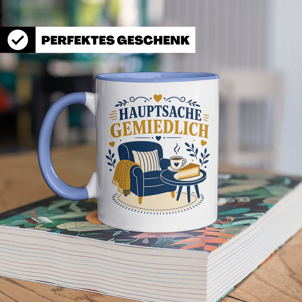 Sachsen Tasse Hauptsache gemiedlich - Sächsisch Dialekt Gesc – Blau [farbe:blau]