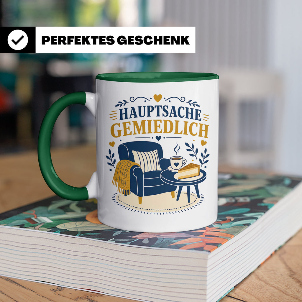 Sachsen Tasse Hauptsache gemiedlich - Sächsisch Dialekt Gesc – Grün [farbe:grün]