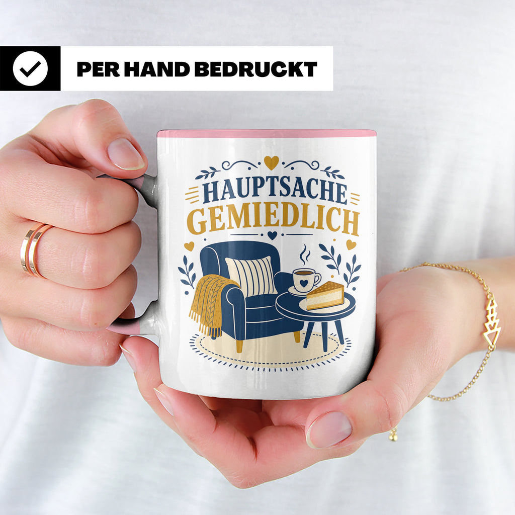 Sachsen Tasse Hauptsache gemiedlich - Sächsisch Dialekt Gesc – Rosa [farbe:rosa]