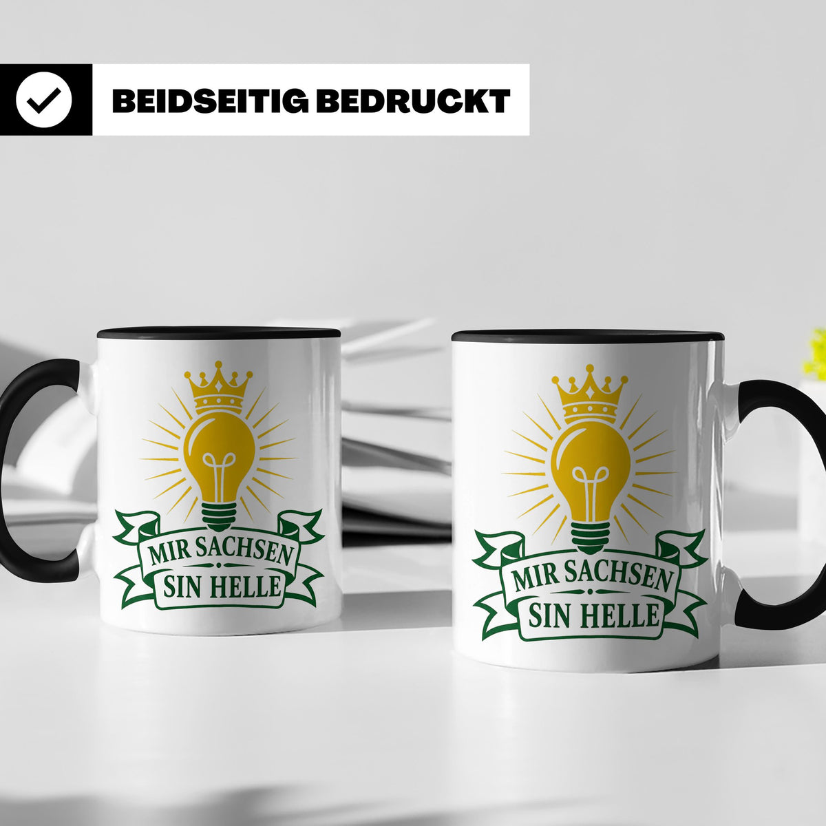 Sachsen Tasse Mir Sachsen sin helle - Sächsisch Dialekt Gesc – Schwarz [farbe:schwarz]