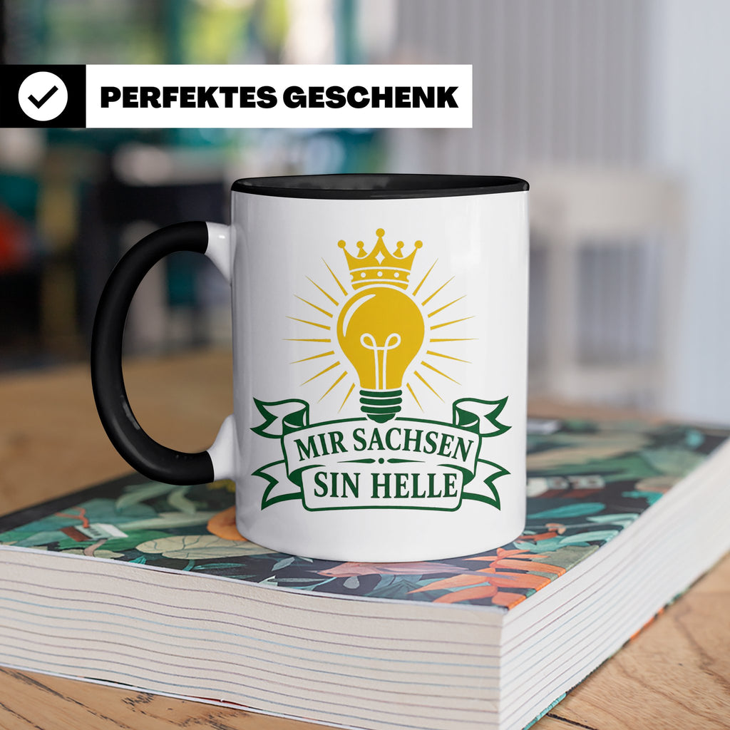 Sachsen Tasse Mir Sachsen sin helle - Sächsisch Dialekt Gesc – Schwarz [farbe:schwarz]