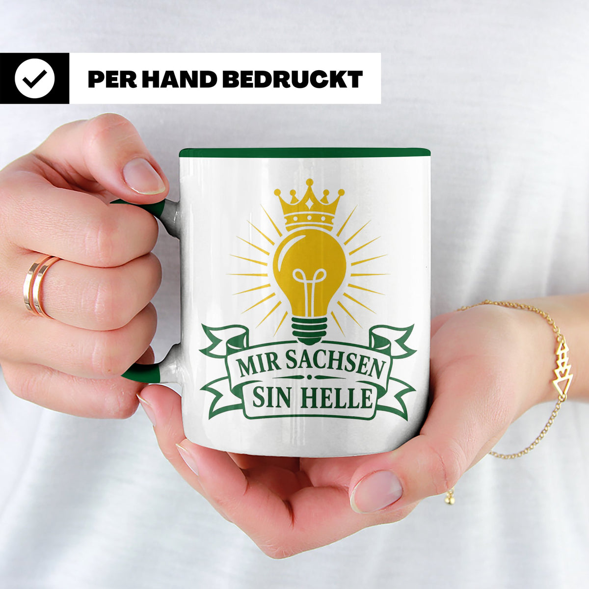 Sachsen Tasse Mir Sachsen sin helle - Sächsisch Dialekt Gesc – Grün [farbe:grün]