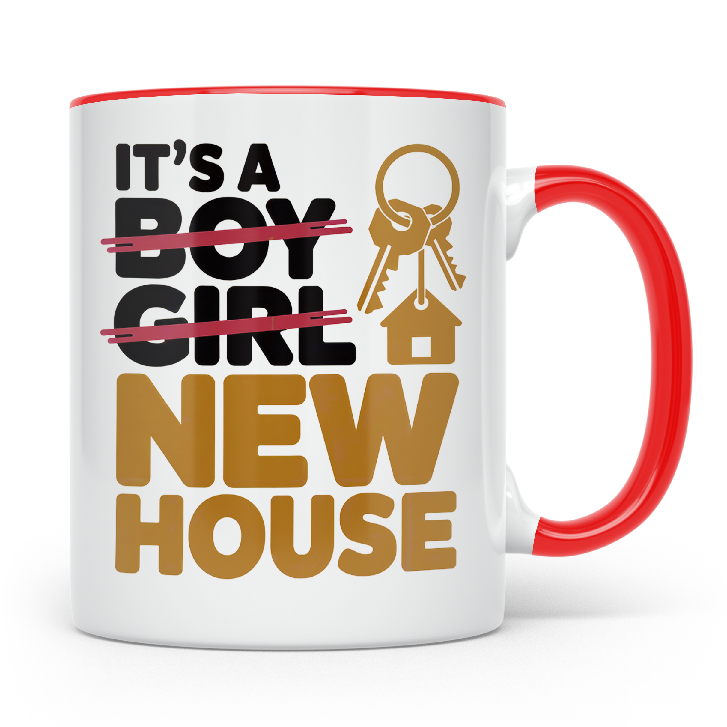 New Home Sublimation Tasse - Haus Einweihungsparty Geschenk  – Rot [farbe:rot]
