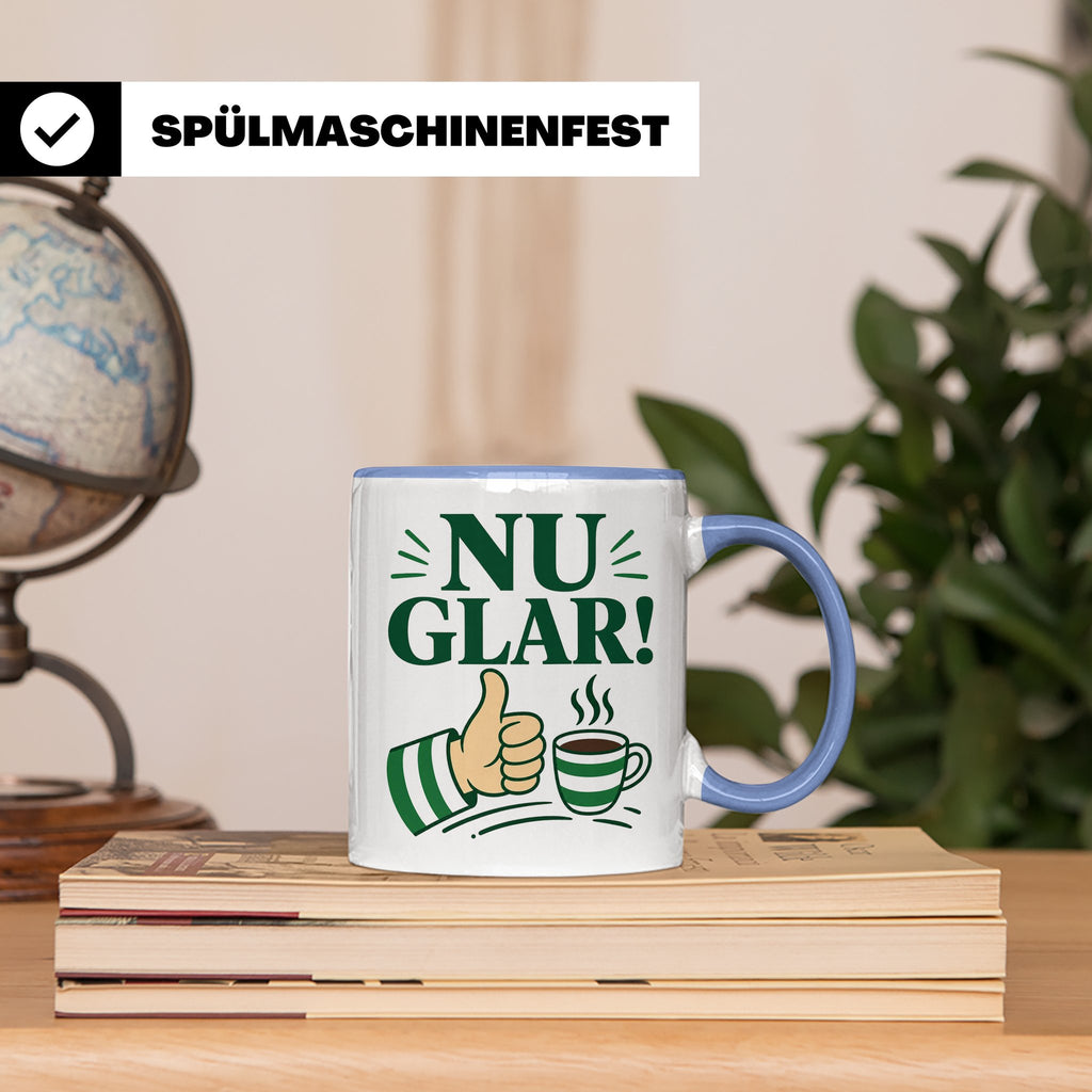 Sachsen Tasse Nu glar - Sächsisch Dialekt Geschenk für Sachs – Blau [farbe:blau]