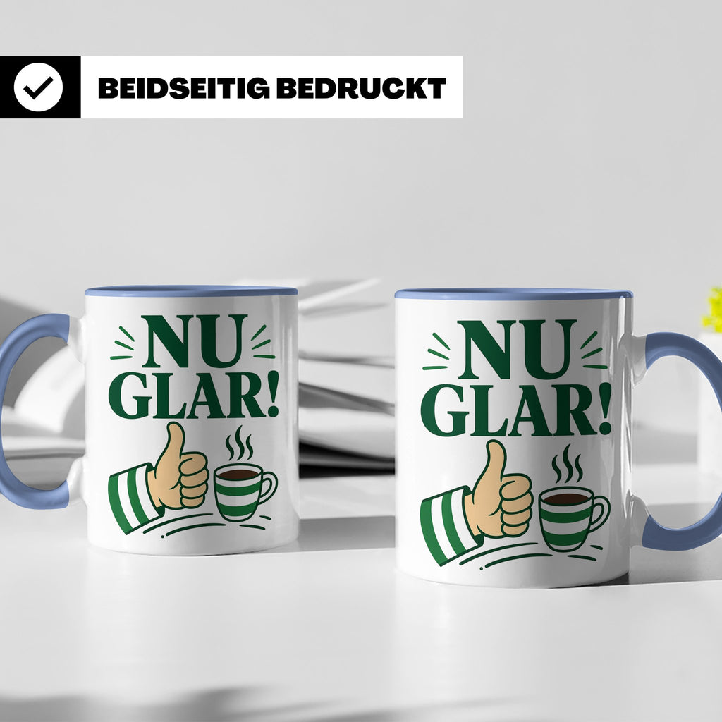 Sachsen Tasse Nu glar - Sächsisch Dialekt Geschenk für Sachs – Blau [farbe:blau]