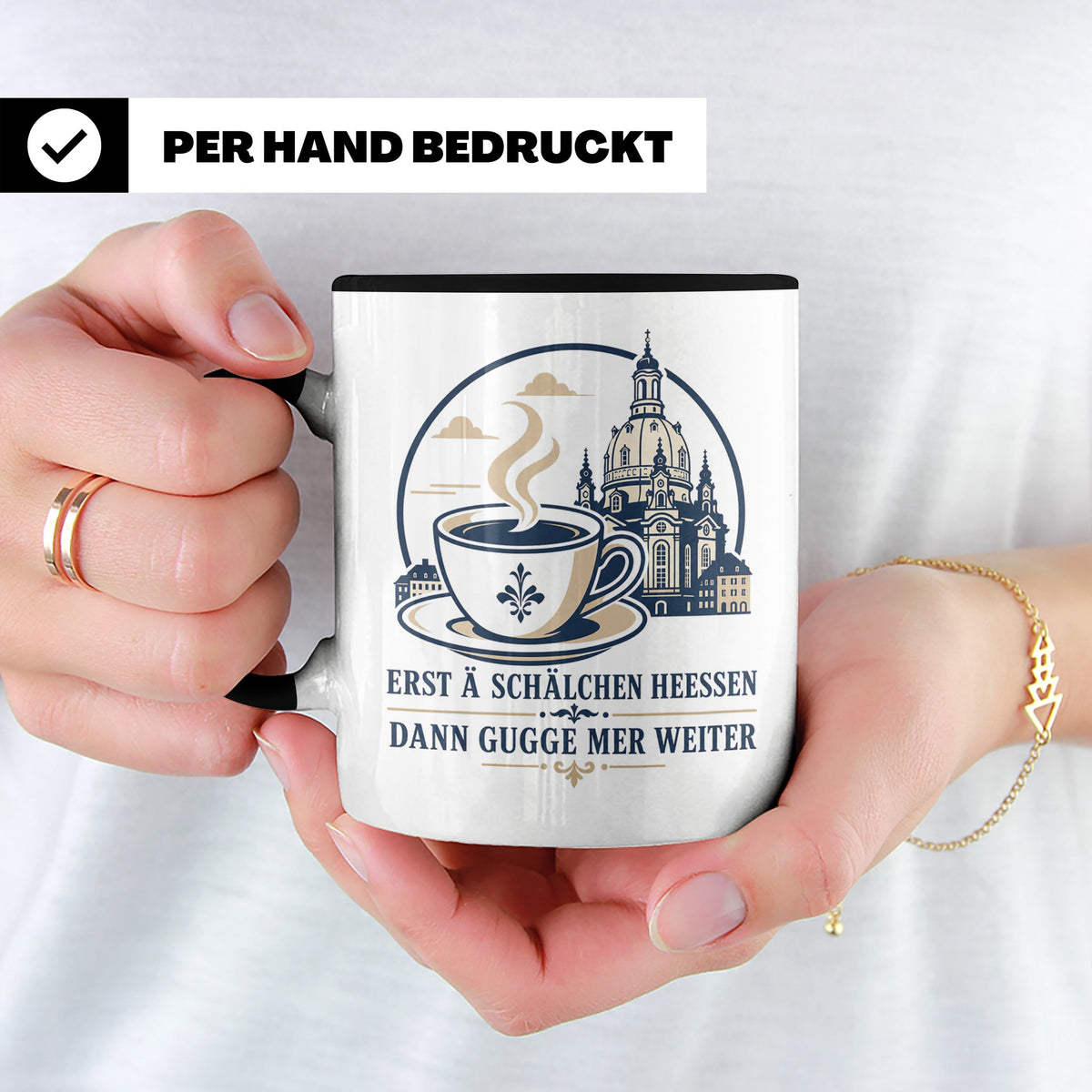 Sachsen Tasse Erst ä Schälchen Heeßen - Sächsisch Kaffee Spr – Schwarz [farbe:schwarz]