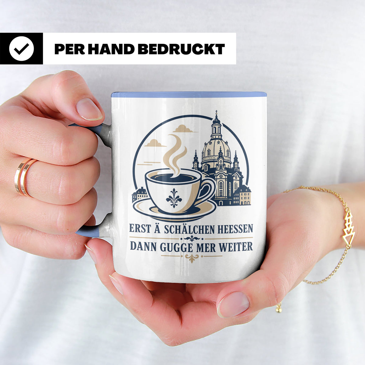 Sachsen Tasse Erst ä Schälchen Heeßen - Sächsisch Kaffee Spr – Blau [farbe:blau]