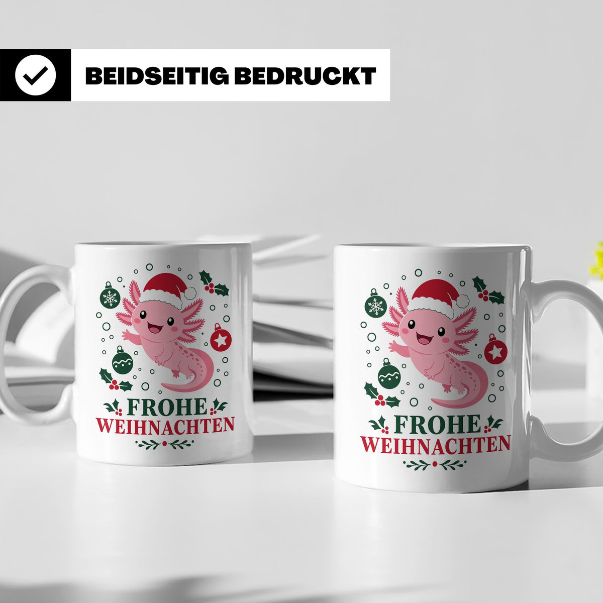 Weihnachtstasse Axolotl Frohe Weihnachten - Süßes Geschenk f – Weiß [farbe:weiß]