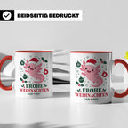 Weihnachtstasse Axolotl Frohe Weihnachten - Süßes Geschenk f – Rot [farbe:rot]