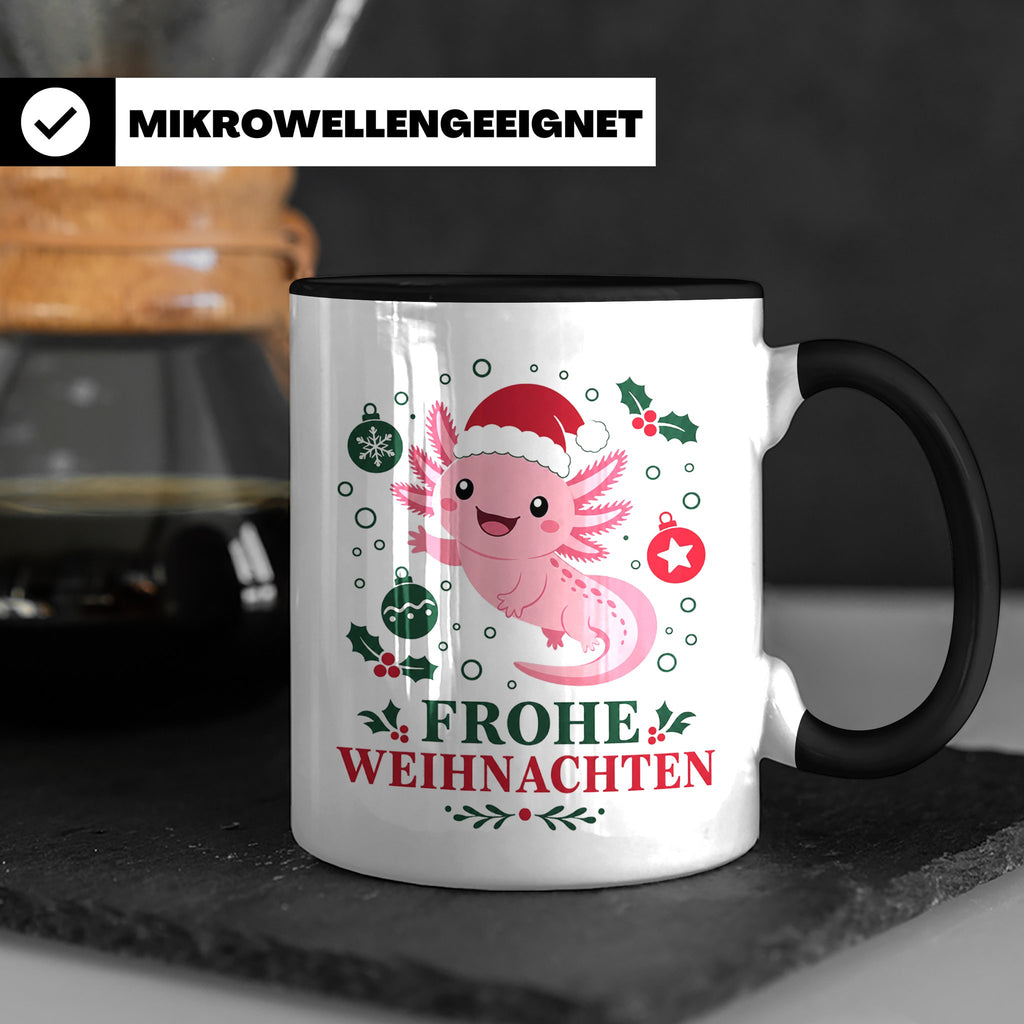 Weihnachtstasse Axolotl Frohe Weihnachten - Süßes Geschenk f – Schwarz [farbe:schwarz]