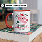Weihnachtstasse Axolotl Frohe Weihnachten - Süßes Geschenk f – Rot [farbe:rot]