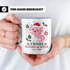 Weihnachtstasse Axolotl Frohe Weihnachten - Süßes Geschenk f – Blau [farbe:blau]