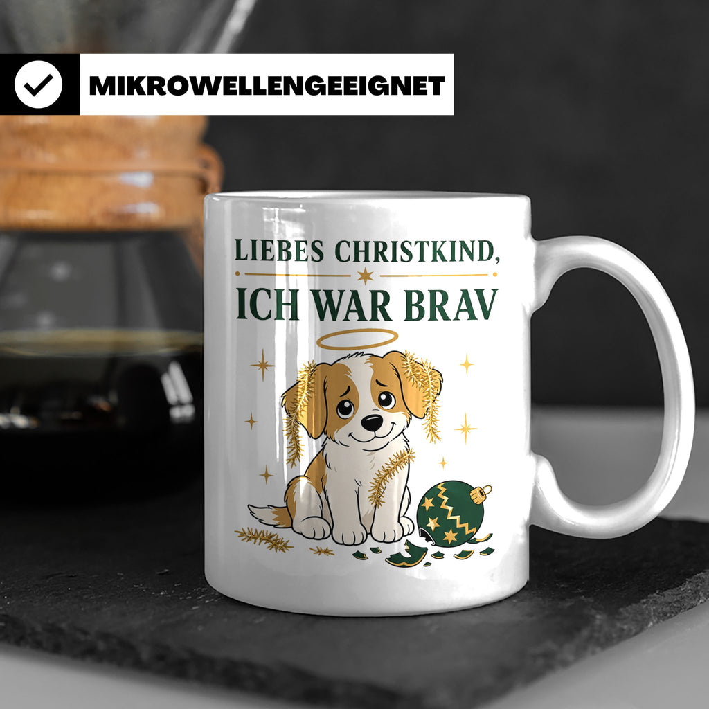 Weihnachtstasse Liebes Christkind ich war brav - Lustige Tas – Weiß [farbe:weiß]