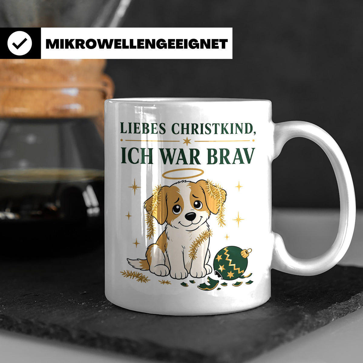 Weihnachtstasse Liebes Christkind ich war brav - Lustige Tas – Weiß [farbe:weiß]