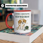 Weihnachtstasse Liebes Christkind ich war brav - Lustige Tas – Rot [farbe:rot]