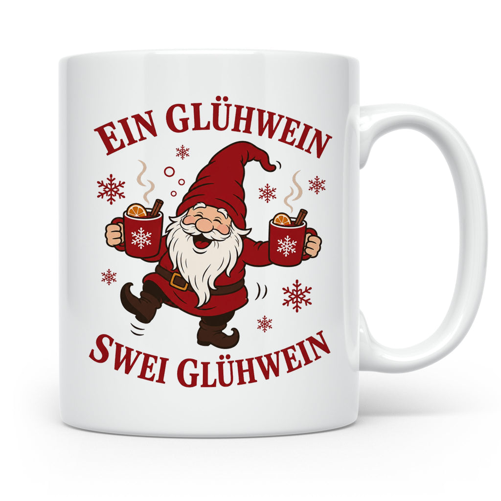 Tasse Ein Glühwein swei Glühwein - Lustige Weihnachtstasse W – Weiß [farbe:weiß]